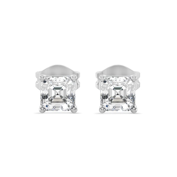 Pendientes - 2.00 quilates pendientes solitario diamante de corte asscher cultivado en laboratorio en oro blanco