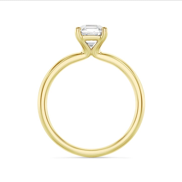 5.00 quilates anillo solitario diamante de corte asscher cultivado en laboratorio en oro amarillo