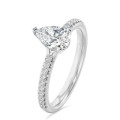 1.00 quilates anillo solitario en oro blanco con diamante pera cultivado en laboratorio y halo oculto
