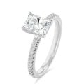 2.00 quilates anillo solitario diamante de talla radiante cultivado en laboratorio en oro blanco y halo oculto