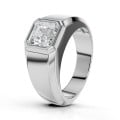2.00 quilates anillo de sello con diamante talla asscher cultivado en laboratorio en platino