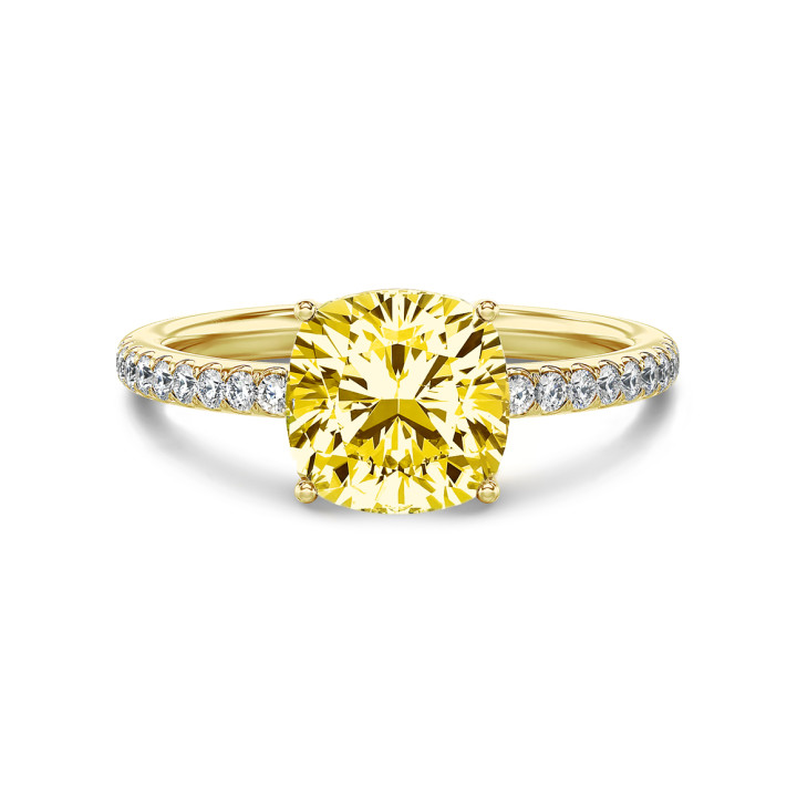cushion cut yellow solitaire diamond ring