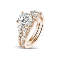 1.00 quilates anillo solitario apilable de oro rojo con un diamante redondo con diseño marquesa