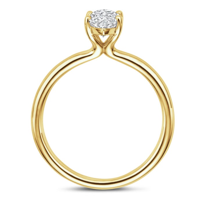 1.50 quilates anillo solitario en oro amarillo con diamante marquesa cultivado en laboratorio