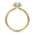 1.50 quilates halo anillo solitario en oro amarillo con diamante marquesa cultivado en laboratorio con diamantes redondos cultivados en laboratorio