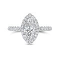 1.50 quilates halo anillo solitario en oro blanco con diamante marquesa cultivado en laboratorio con diamantes redondos cultivados en laboratorio