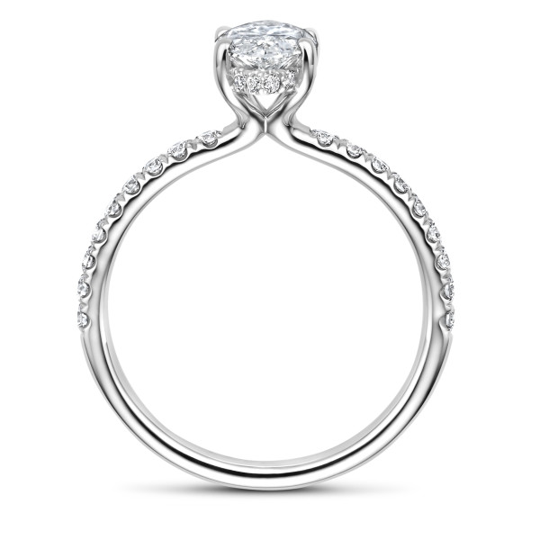 Search all PLP - 1.00 quilates anillo solitario en oro blanco con diamante marquesa cultivado en laboratorio y halo oculto