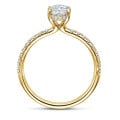 5.00 quilates anillo solitario en oro amarillo con diamante marquesa cultivado en laboratorio y halo oculto