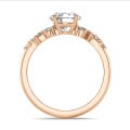 1.20 quilates anillo solitario apilable de oro rojo con un diamante redondo con diseño marquesa