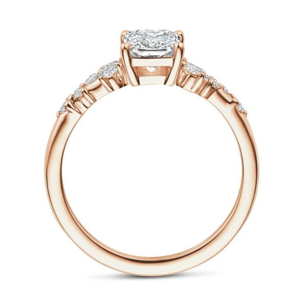 Anillos de compromiso - Anillo solitario tipo cluster 2.00 ct en oro rojo con diamante corte radiante