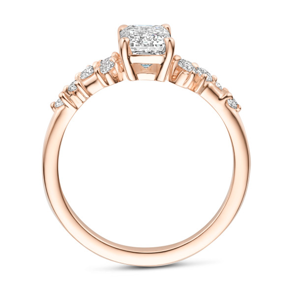 Anillos de compromiso - Anillo solitario tipo cluster 2.00 ct en oro amarillo con diamante corte esmeralda