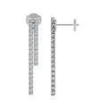 Boucles d'oreilles rivière avec diamants synthétiques de 3.90 carats en or blanc