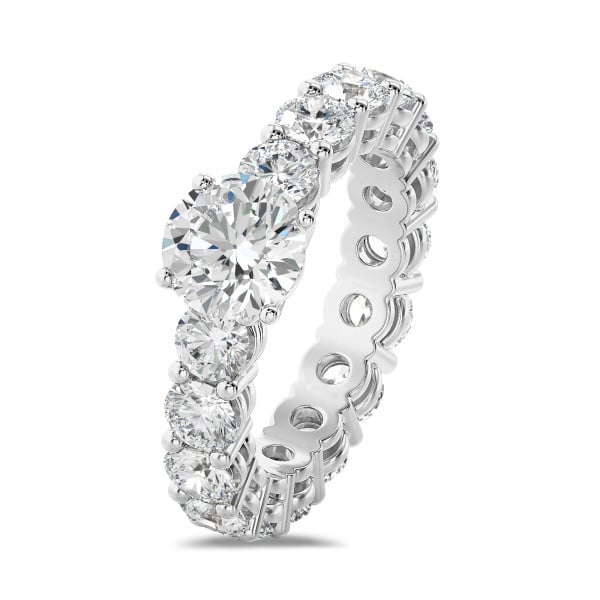 Bagues de fiançailles - 1.50 carat bague solitaire en or blanc avec diamants synthétiques ronds