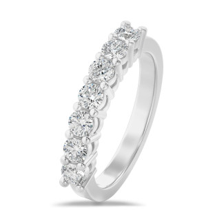 Bague alliance avec diamants synthétiques de 0.70 carat en or blanc