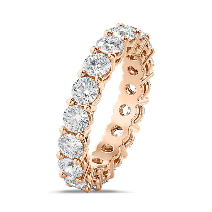 Bague alliance avec diamants synthétiques de 3.40 carat en or rouge