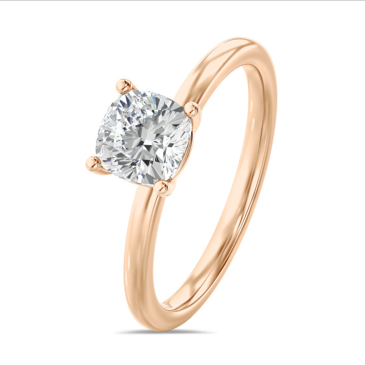 2.00 carat bague solitaire avec un diamant synthétique coussin en or rouge
