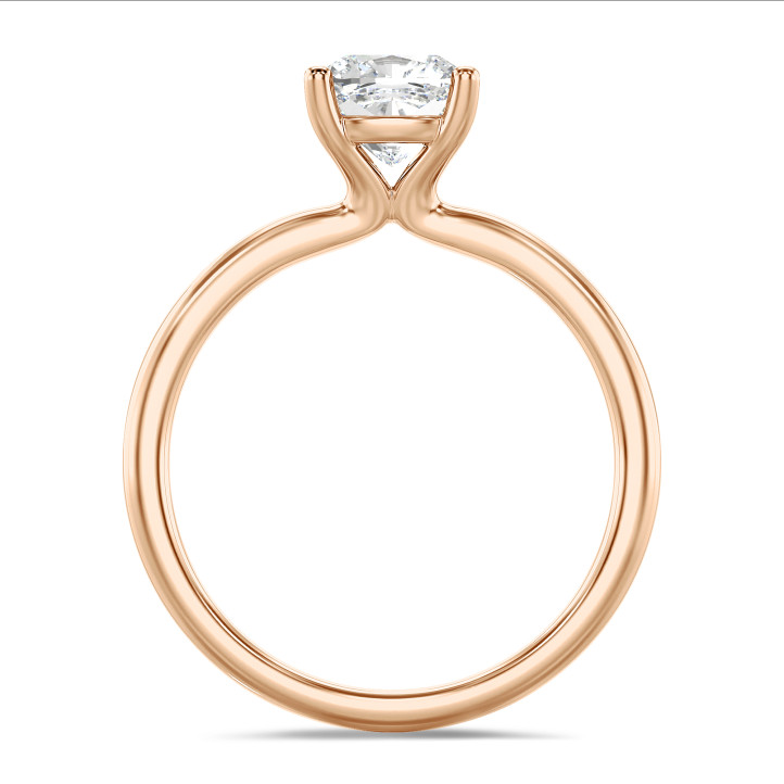 2.00 carat bague solitaire avec un diamant synthétique coussin en or rouge