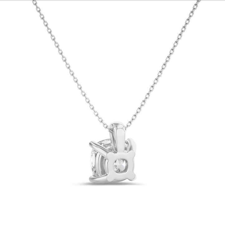 2.00 carat Pendentif solitaire avec diamant synthétique de forme coussin en or blanc