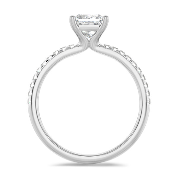 3.00 carats bague solitaire avec un diamant de laboratoire princesse en or blanc avec diamants de laboratoire sur les côtés