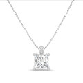 1.00 carat Pendentif solitaire avec diamant de laboratoire princesse en or blanc