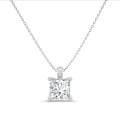 2.00 carat Pendentif solitaire avec diamant de laboratoire princesse en or blanc