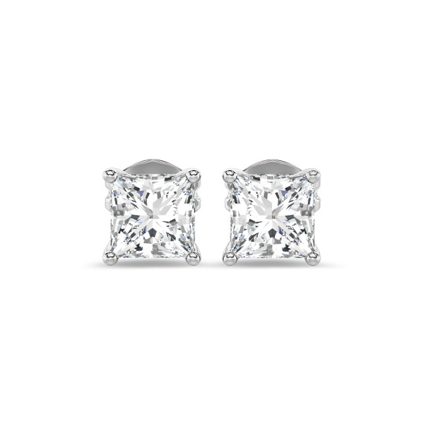 Boucles d'oreilles - 2.00 carats Boucles d'oreilles en or blanc avec diamant de laboratoire princesse solitaire