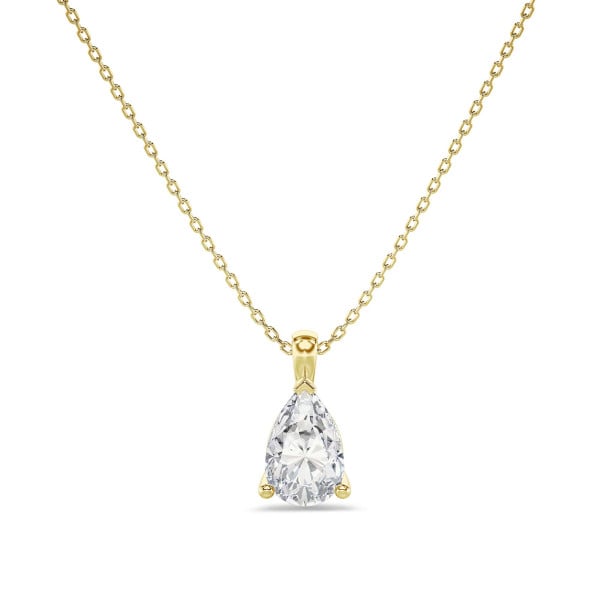Colliers - 1.00 carat Pendentif solitaire avec diamant de laboratoire poire en or jaune