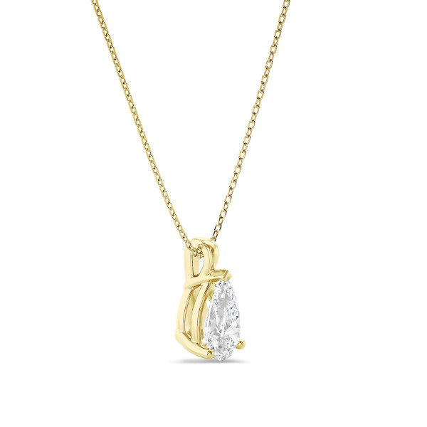 Colliers - 1.00 carat Pendentif solitaire avec diamant de laboratoire poire en or jaune