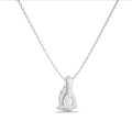 3.00 carat Pendentif solitaire avec diamant de laboratoire poire en or blanc