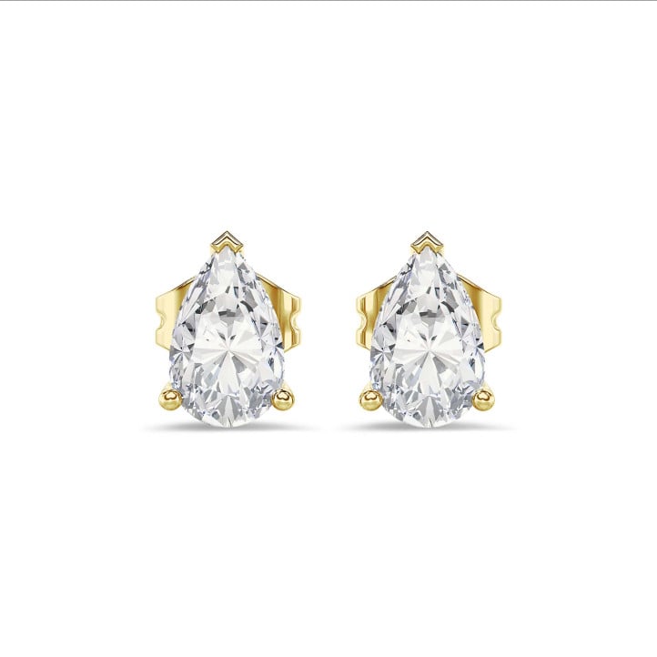 3.00 carats Boucles d'oreilles en or jaune avec diamant de laboratoire poire solitaire