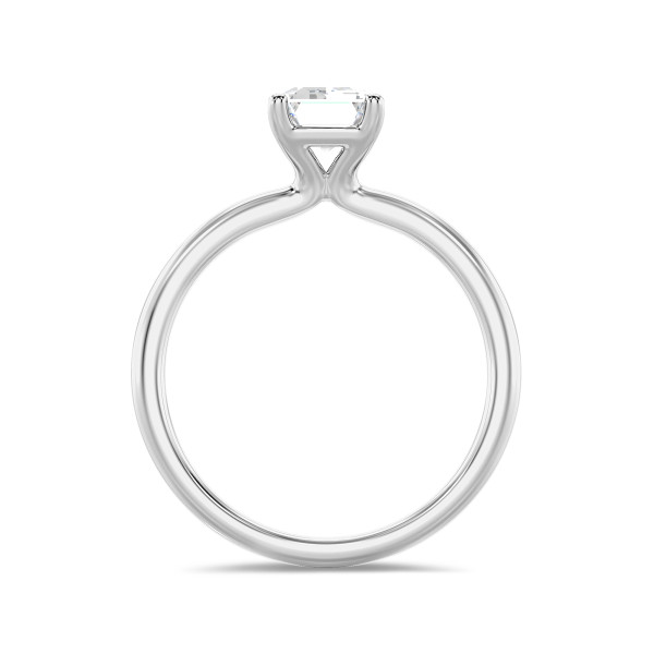 Bagues de fiançailles - 3.00 carat bague solitaire avec un diamant de laboratoire émeraude en or blanc