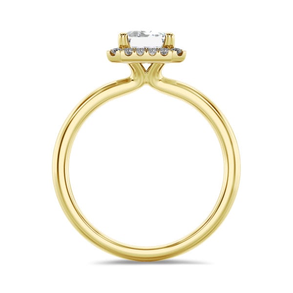 Bagues - 2.00 carats bague solitaire de type auréole avec un diamant de laboratoire émeraude en or jaune avec diamants de laboratoire ronds