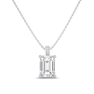 3.00 carat Pendentif solitaire avec diamant de laboratoire émeraude en or blanc