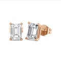 3.00 carats Boucles d'oreilles en or rouge avec diamant de laboratoire émeraude solitaire