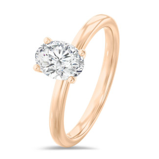 3.00 carat bague solitaire avec un diamant de laboratoire ovale en or rouge