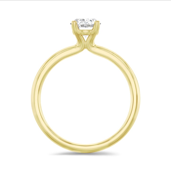 2.50 carat bague solitaire avec un diamant de laboratoire ovale en or jaune