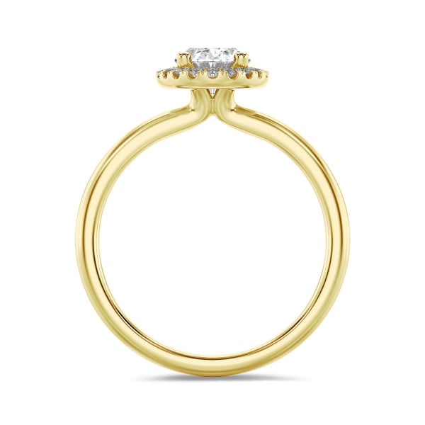 Bagues - 2.00 carats bague solitaire de type auréole avec un diamant de laboratoire ovale en or jaune avec diamants de laboratoire ronds