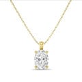 3.00 carat Pendentif solitaire avec diamant de laboratoire ovale en or jaune