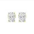 3.00 carats boucles d'oreilles solitaire en or jaune avec diamant de laboratoire ovale