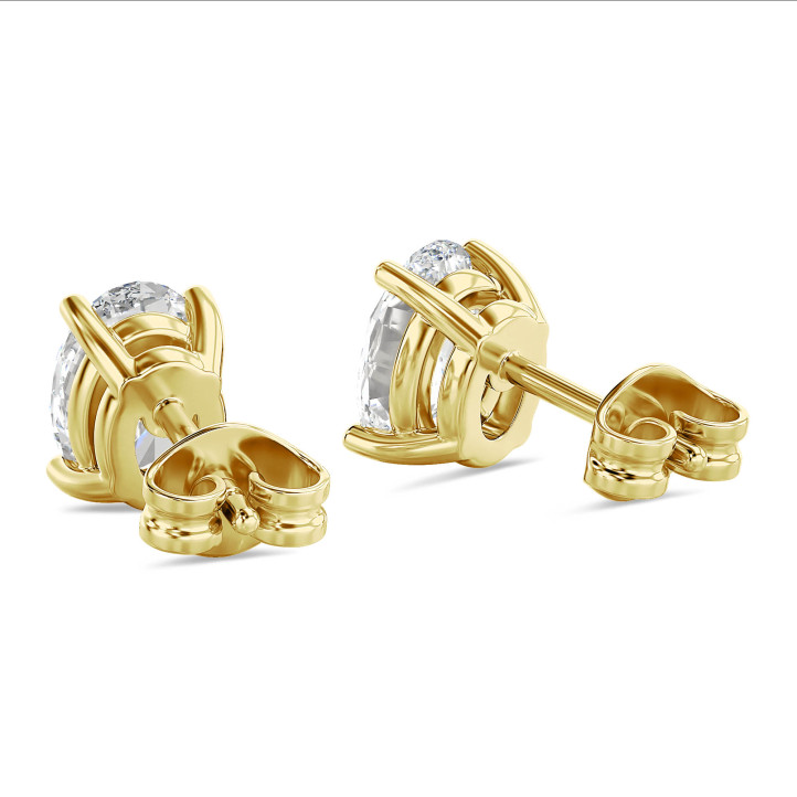 3.00 carats boucles d'oreilles solitaire en or jaune avec diamant de laboratoire ovale