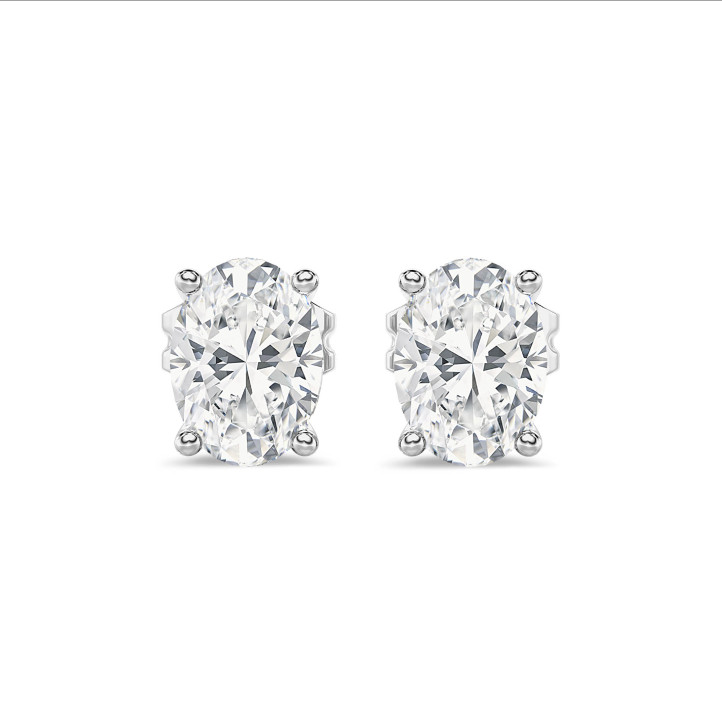 4.00 carats boucles d'oreilles solitaire en or blanc avec diamant de laboratoire ovale
