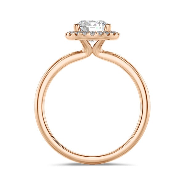 1.50 carat bague solitaire de type auréole en or rouge avec diamants de laboratoire ronds