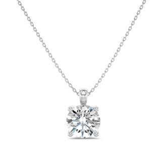 1.00 carat Pendentif solitaire en or blanc avec diamant de laboratoire rond