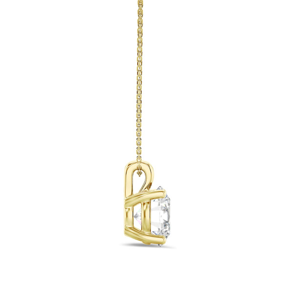 Colliers - 1.00 carat Pendentif solitaire en or jaune avec diamant de laboratoire rond