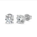 3.00 carats Boucles d'oreilles solitaires en or blanc avec diamants de laboratoire ronds