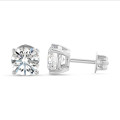 3.00 carats Boucles d'oreilles solitaires en or blanc avec diamants de laboratoire ronds