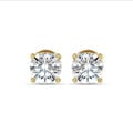 4.00 carats Boucles d'oreilles solitaires en or jaune avec diamants de laboratoire ronds