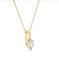1.00 carat Pendentif solitaire en or jaune avec diamant de laboratoire rond