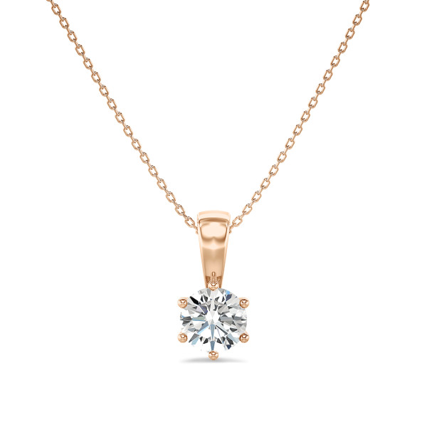 Search all PLP - 1.00 carat Pendentif solitaire en or rouge avec diamant de laboratoire rond