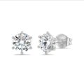 2.00 carats Boucles d'oreilles solitaires en or blanc avec diamants de laboratoire ronds